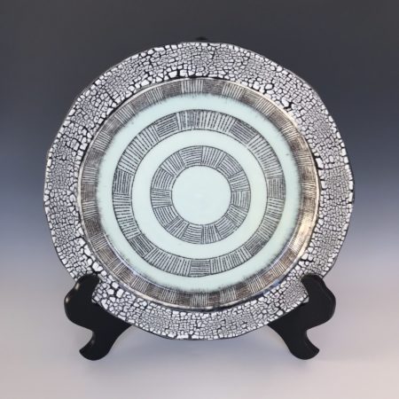 White Crackle Plate with Mishima Design